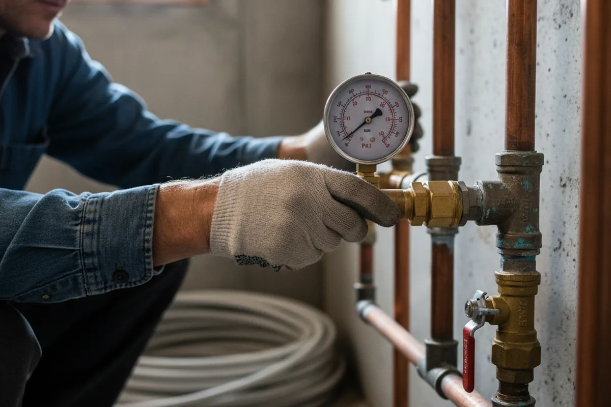Pressure testing a repaired line during Water Line Repair in Port Royal